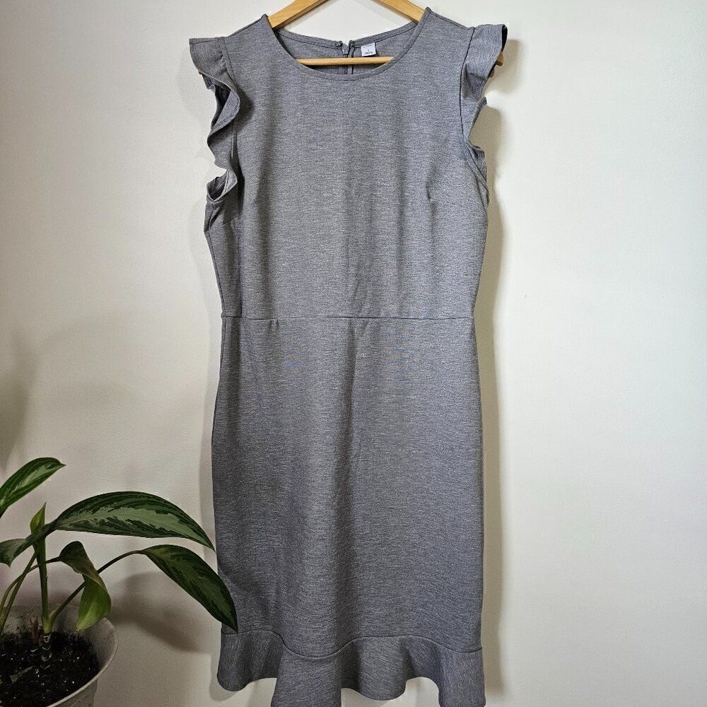 EUC LIKE NEW OLD NAVY GREY FLUTTER SLEEVES MIDI DRESS SIZE LARGE